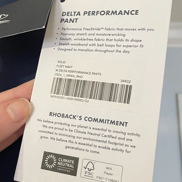 Rhoback Navy Blue Men's Delta Performance Pants
